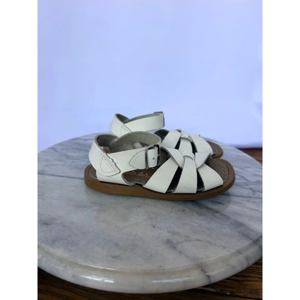 Salt Water Sandals Original White Leather Toddler Size 6 Hoy Shoe Co